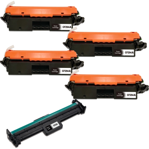 TONER4U  - 5Pack (4 Toner Cartridge+ Drum Unit) Compatible (4X Cf294A +Cf232A) for HP 94A, HP32A Cf294A, Cf232A HP Printer
