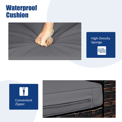 Costway 3PCS Patio Rattan Wicker Furniture Cushion Sofa Coffee Table