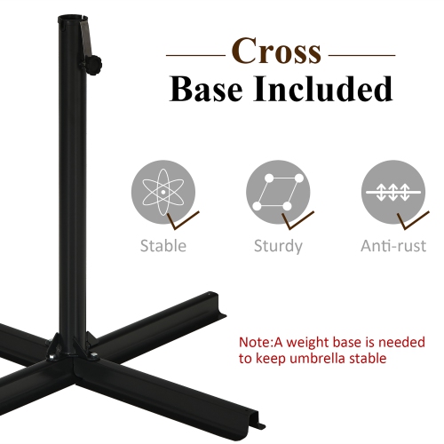Costway 10ft Patio Offset Umbrella W/ Crank and Cross Base Aluminum