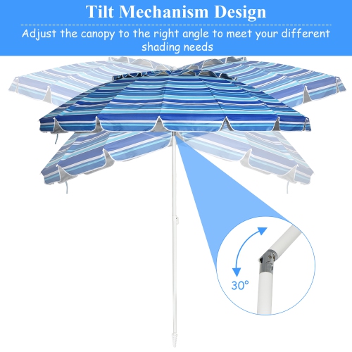 Costway 8 FT Beach Umbrella Outdoor Tilt Sunshade Sand Anchor W/Carry Bag
