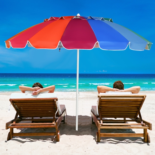 Costway 8 FT Beach Umbrella Outdoor Tilt Sunshade Sand Anchor W/Carry Bag