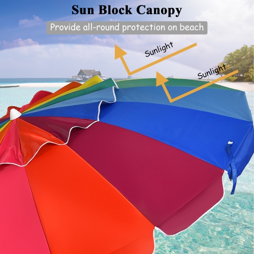 Costway 8 FT Beach Umbrella Outdoor Tilt Sunshade Sand Anchor W/Carry Bag