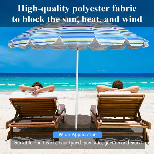 Costway 8 FT Beach Umbrella Outdoor Tilt Sunshade Sand Anchor W/Carry Bag