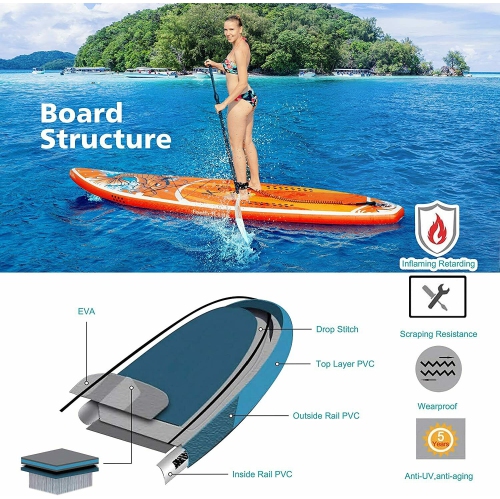 WINGOMART XL 12FT Inflatable Stand up Paddle Board w/Premium SUP