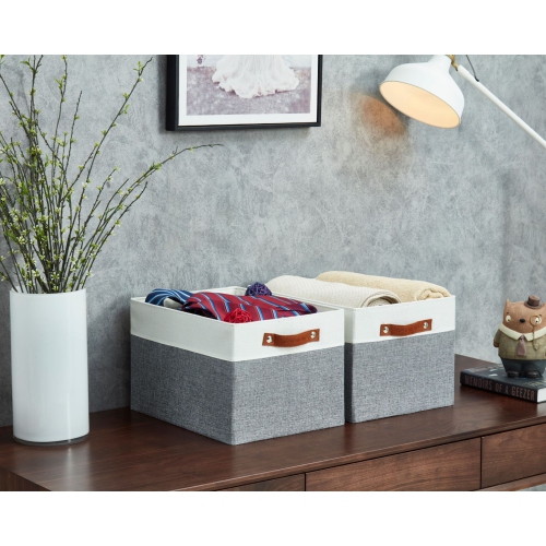 DECOMOMO Collapsible Storage Bin [3-Pack] Sturdy Cationic Fabric Basket W/Handles for Organizing Shelf Nursery Home Closet |15 x 11 x 9.8"