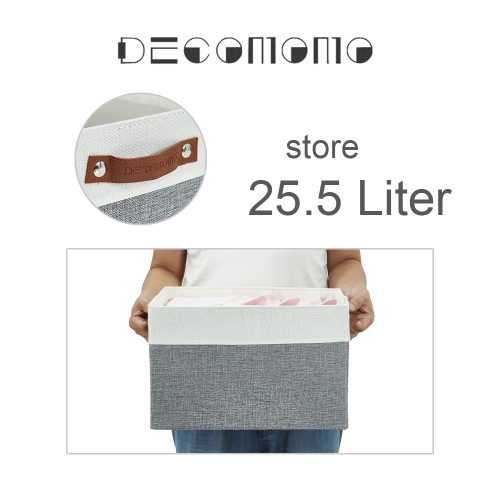 DECOMOMO Collapsible Storage Bin [3-Pack] Sturdy Cationic Fabric Basket W/Handles for Organizing Shelf Nursery Home Closet |15 x 11 x 9.8"