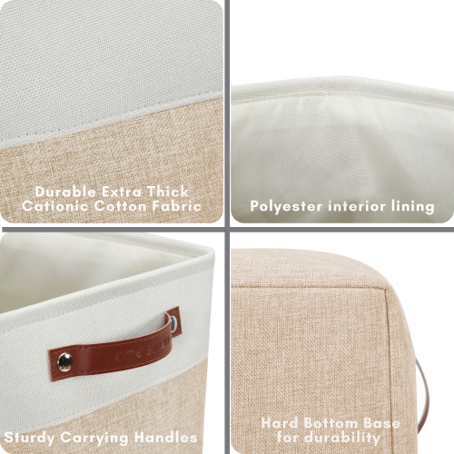 DECOMOMO Fordable Storage Bin - Collapsible Sturdy Cationic Fabric Basket W/Handles for Organizing Shelf Nursery Home Closet |17(L) x 13(W) x 15(H)”