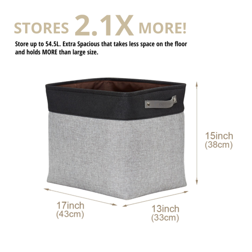 Bac de rangement Forable de DECOMOMO – panier en tissu cationique pliable robuste avec poignées pour organiser le placard de chambre de bébé à la