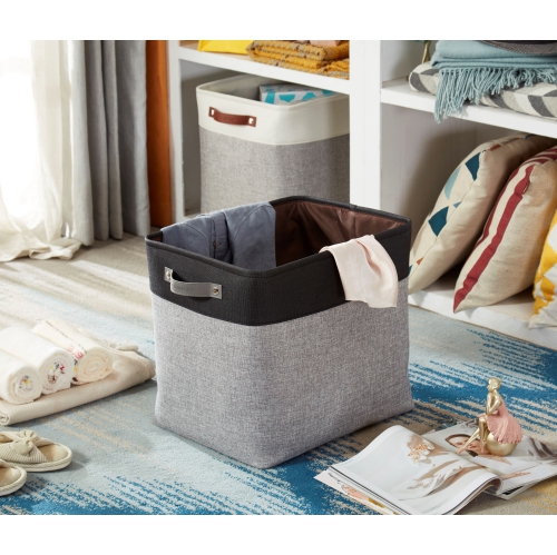 Bac de rangement Forable de DECOMOMO – panier en tissu cationique pliable robuste avec poignées pour organiser le placard de chambre de bébé à la