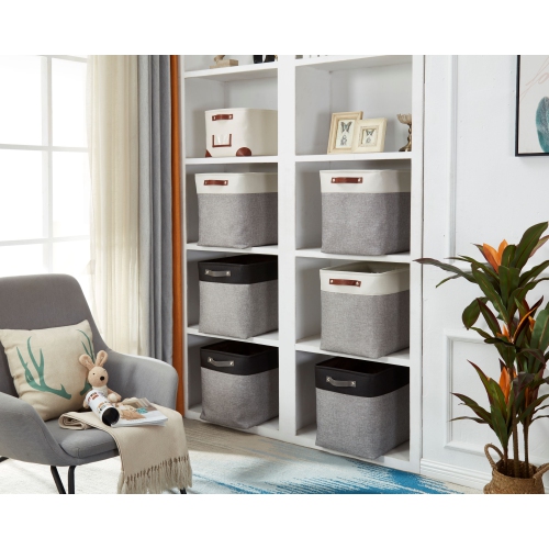 Bac de rangement ordonné DECOMOMO – Panier en tissu robuste et repliable avec poignées pour organiser la chambre de bébé |17 x 13 (L) x 15 (H) po |