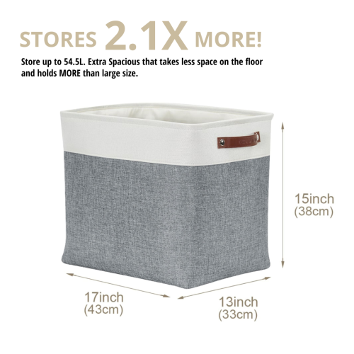 Bac de rangement ordonné DECOMOMO – Panier en tissu robuste et repliable avec poignées pour organiser la chambre de bébé |17 x 13 (L) x 15 (H) po |