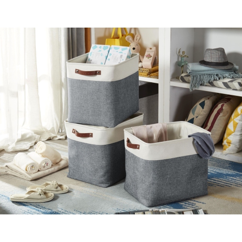 Bac de rangement ordonné DECOMOMO – Panier en tissu robuste et repliable avec poignées pour organiser la chambre de bébé |17 x 13 (L) x 15 (H) po |