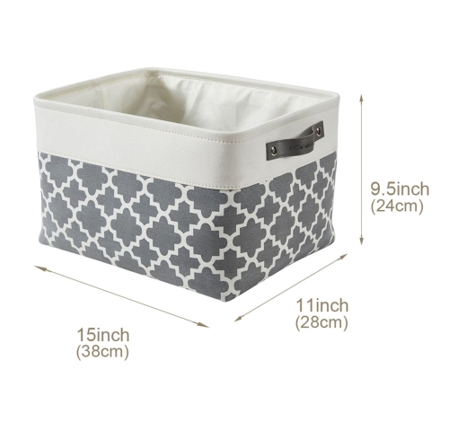 DECOMOMO Fordable Storage Bin - Collapsible Sturdy Cationic Fabric Basket W/Handles for Organizing Shelf Nursery Home Closet |15 x 11 x 9.5" |3 Packs