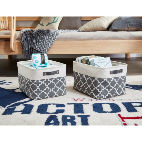 DECOMOMO Fordable Storage Bin - Collapsible Sturdy Cationic Fabric Basket W/Handles for Organizing Shelf Nursery Home Closet |15 x 11 x 9.5" |3 Packs