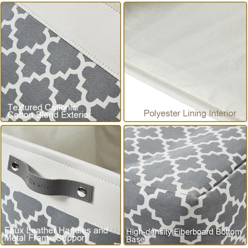 DECOMOMO Fordable Storage Bin - Collapsible Sturdy Cationic Fabric Basket W/Handles for Organizing Shelf Nursery Home Closet |15 x 11 x 9.5" |3 Packs