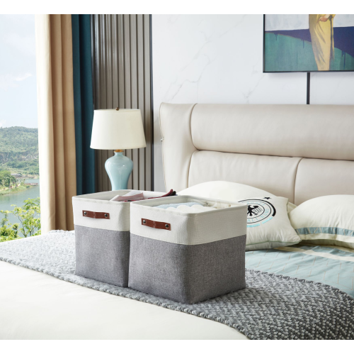 DECOMOMO Foldable Storage Bin With Label Holders - Collapsible Sturdy Cationic Fabric Basket W/Handles for Organizing Shelf Nursery Home Closet | 12