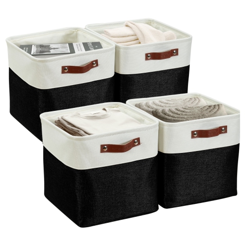 DECOMOMO Foldable Storage Bin - Collapsible Sturdy Cationic Fabric Basket W/Handles for Organizing Shelf Nursery Home Closet | 13 x 13 x 13" | 4 Packs