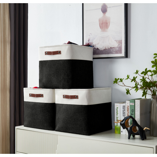 DECOMOMO Foldable Storage Bin - Collapsible Sturdy Cationic Fabric Basket W/Handles for Organizing Shelf Nursery Home Closet | 13 x 13 x 13" | 4 Packs