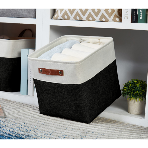 DECOMOMO Foldable Storage Bin - Collapsible Sturdy Cationic Fabric Basket W/Handles for Organizing Shelf Nursery Home Closet | 13 x 13 x 13" | 4 Packs