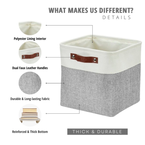 DECOMOMO Foldable Storage Bin - Collapsible Sturdy Cationic Fabric Basket W/Handles for Organizing Shelf Nursery Home Closet |13 x 13 x 13" |4 Packs