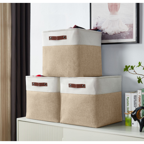 DECOMOMO Fordable Storage Bin - Collapsible Sturdy Cationic Fabric Basket W/Handles for Organizing Shelf Nursery Home Closet |13 x 13 x 13" |4 Packs