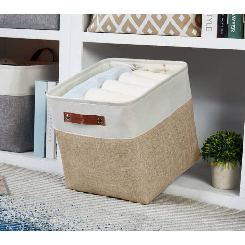 DECOMOMO Fordable Storage Bin - Collapsible Sturdy Cationic Fabric Basket W/Handles for Organizing Shelf Nursery Home Closet |13 x 13 x 13" |4 Packs