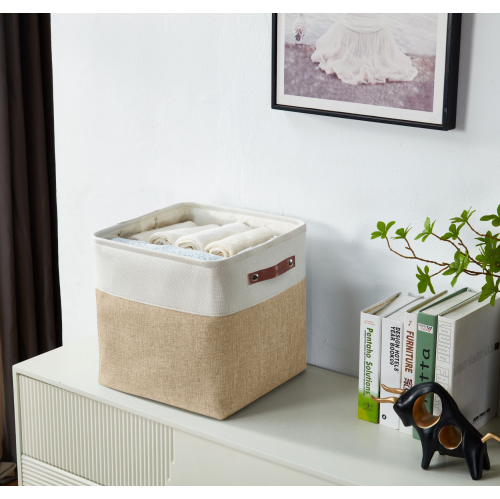 DECOMOMO Fordable Storage Bin - Collapsible Sturdy Cationic Fabric Basket W/Handles for Organizing Shelf Nursery Home Closet |13 x 13 x 13" |4 Packs