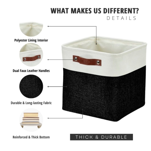 DECOMOMO Foldable Storage Bin With Label Holders - Collapsible Sturdy Cationic Fabric Basket W/Handles for Organizing Shelf Nursery Home Closet | 11