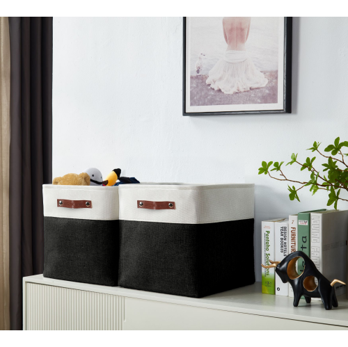 DECOMOMO Foldable Storage Bin With Label Holders - Collapsible Sturdy Cationic Fabric Basket W/Handles for Organizing Shelf Nursery Home Closet | 11