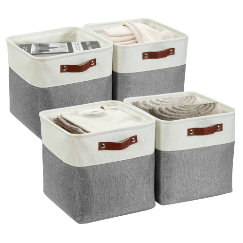 DECOMOMO Foldable Storage Bin With Label Holders - Collapsible Sturdy Cationic Fabric Basket W/Handles for Organizing Shelf Nursery Home Closet | 11