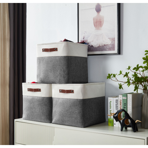 DECOMOMO Foldable Storage Bin With Label Holders - Collapsible Sturdy Cationic Fabric Basket W/Handles for Organizing Shelf Nursery Home Closet | 11