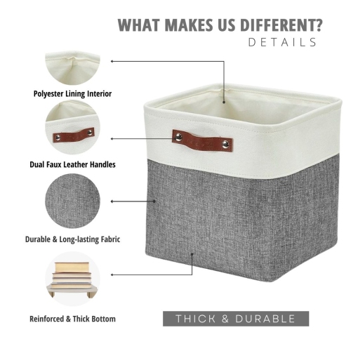 DECOMOMO Foldable Storage Bin With Label Holders - Collapsible Sturdy Cationic Fabric Basket W/Handles for Organizing Shelf Nursery Home Closet | 11