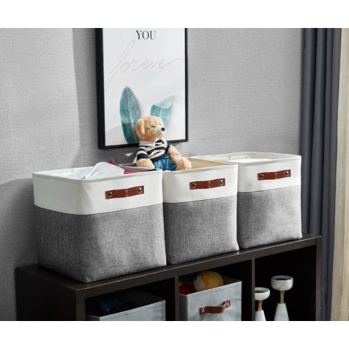 DECOMOMO Foldable Storage Bin With Label Holders - Collapsible Sturdy Cationic Fabric Basket W/Handles for Organizing Shelf Nursery Home Closet | 11