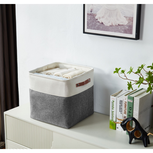 DECOMOMO Foldable Storage Bin With Label Holders - Collapsible Sturdy Cationic Fabric Basket W/Handles for Organizing Shelf Nursery Home Closet | 11