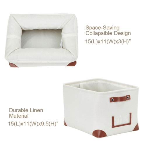 DECOMOMO Fordable Storage Bin With Label Holders - Collapsible Sturdy Cationic Fabric Basket W/Handles for Organizing Shelf Nursery Home Closet |15 x