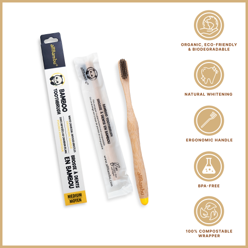 allBambu Bamboo Charcoal Toothbrush Medium