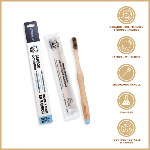 allBambu Bamboo Charcoal Toothbrush Medium
