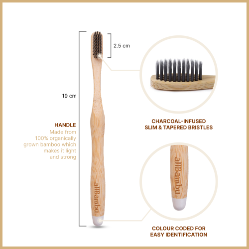 allBambu Bamboo Charcoal Toothbrush 4 Pack