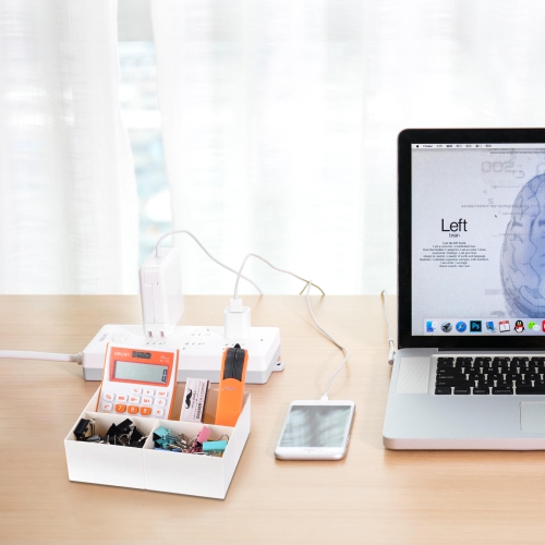 Desk Organizer with 3 Compartments for Office School, White