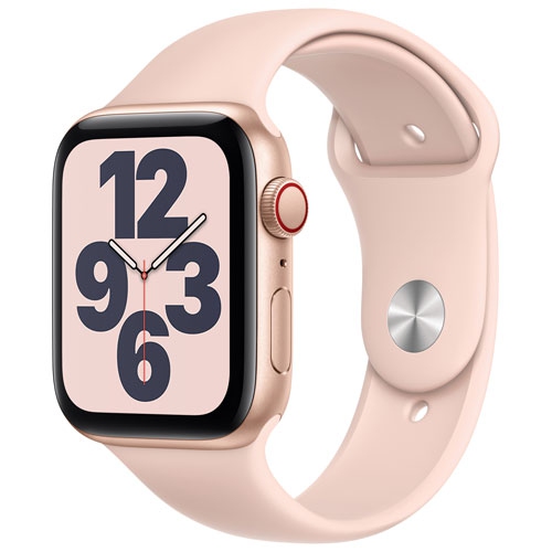 Apple Watch SE 44mm Gold Aluminum Case with Pink Sand Sport Band - Refurbished