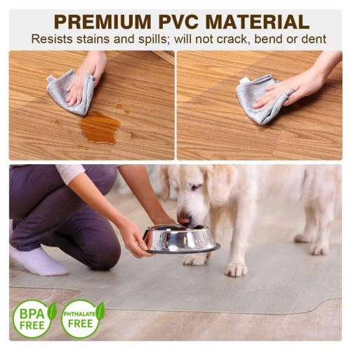 Office Chair Mat with Lip, 36" x 48" PVC Translucent Chair Mat, Hardwood Ceramic Tile Marble Floor Protector