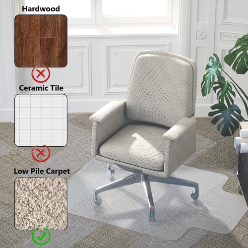 36" x 48" Office Chair Mat with Lip and Anti-Slip Spiked, Transparent Carpet Protector Desk Chair Mat for Hard Low Pile Carpet Floors