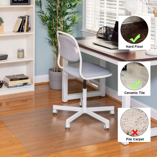 Tapis de chaise de bureau 36 x 48 po, protecteur de plancher en PVC translucide avec antidérapant pour planchers durs