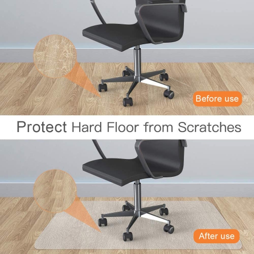 Tapis de chaise de bureau 36 x 48 po, protecteur de plancher en PVC translucide avec antidérapant pour planchers durs