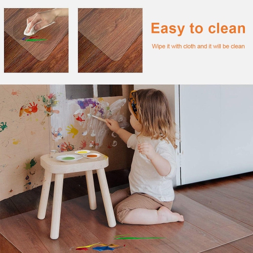 Tapis de chaise de bureau 36 x 48 po, protecteur de plancher en PVC translucide avec antidérapant pour planchers durs