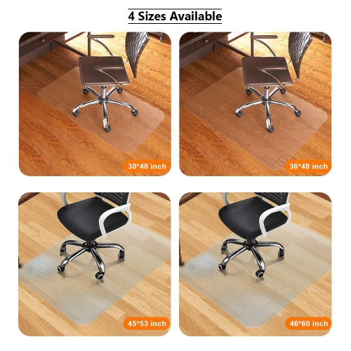 Tapis de chaise de bureau 36 x 48 po, protecteur de plancher en PVC translucide avec antidérapant pour planchers durs