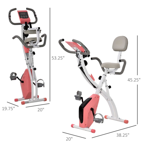 Vélo d'exercice pliable 3-en-1 de Soozier, vélo stationnaire pliable avec résistance magnétique à 8 niveaux, capteur de fréquence cardiaque, siège