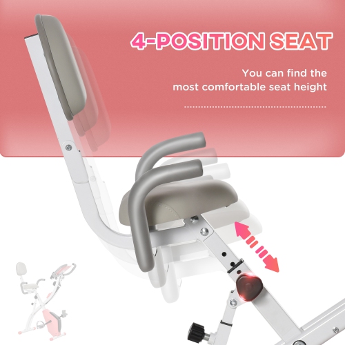 Vélo d'exercice pliable 3-en-1 de Soozier, vélo stationnaire pliable avec résistance magnétique à 8 niveaux, capteur de fréquence cardiaque, siège