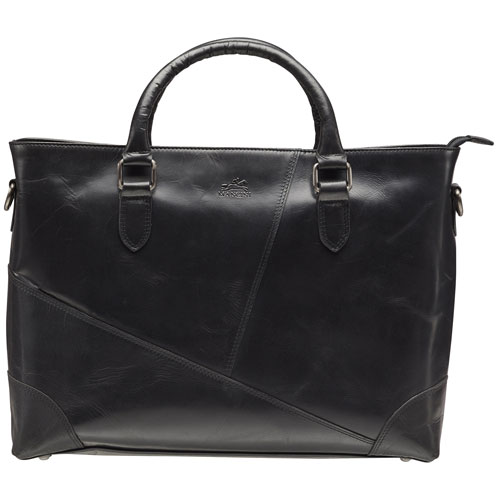 Sac fourre-tout en cuir de buffle pour portable de 14 po de Mancini - Noir