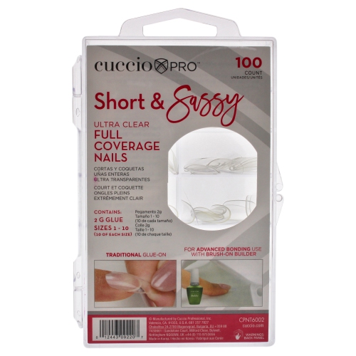 Short and Sassy Full Coverage Nail Tips - Ultra Clear by Cuccio